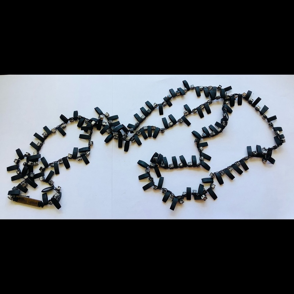 Jianhui London 34” black/white rubber and wood necklace